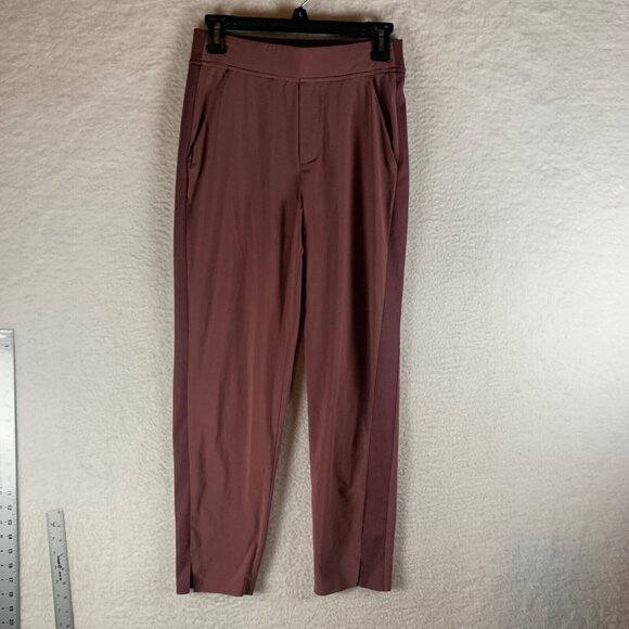 Athleta Womens Mineral Brown Elastic Waist High Rise Brooklyn Ankle Pants Size 0 - Picture 1 of 12
